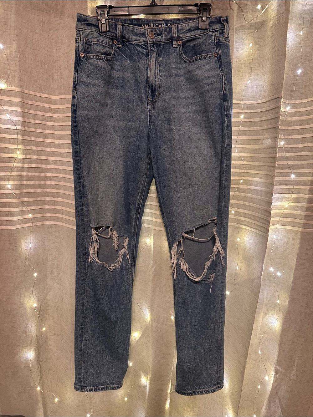 American Eagle Outfitters Distressed Blue Mom Jeans